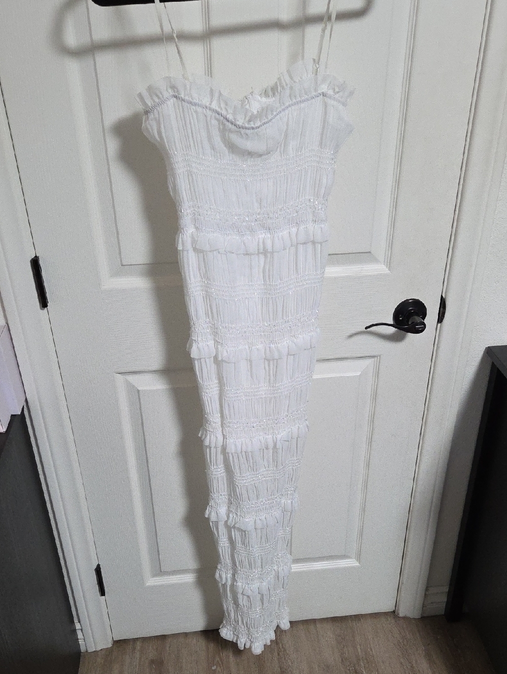 White Smocked Maxi Dress with Spaghetti Straps